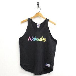 Vintage Rainbow Nebraska Tank Top T Shirt Large